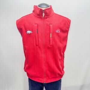 Drake Waterfowl Arkansas Razorbacks Fleece Vest Mens XL Red Hunting Magnattach